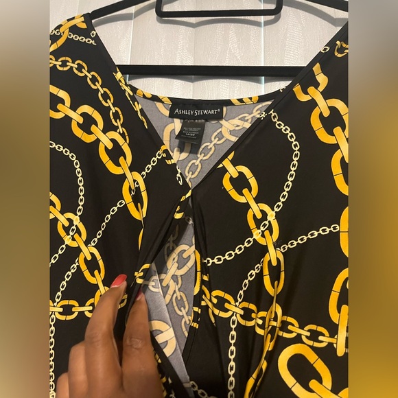 Ashley Stewart Black and Gold Chain Print Maxi Dress - Picture 3 of 10